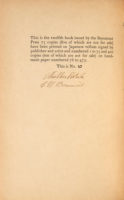 Limited editions of After Reading and After Berneval by Oscar Wilde, each one of 75 copies signed by the illustrator and printer.