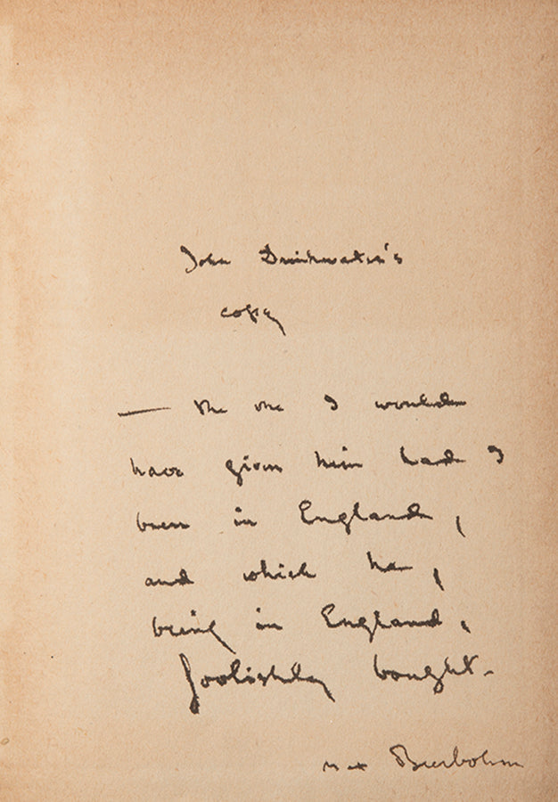 First edition of Seven Men by Max Beerbohm, inscribed by the author with original poem.