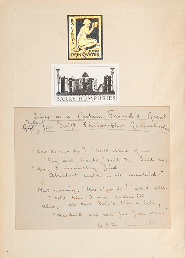 First edition of Seven Men by Max Beerbohm, inscribed by the author with original poem.