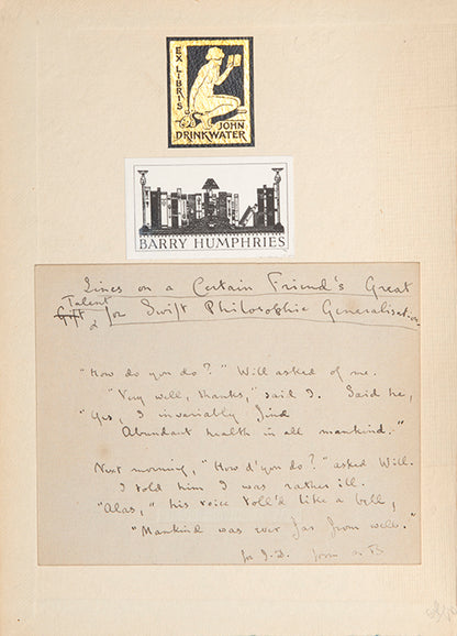 First edition of Seven Men by Max Beerbohm, inscribed by the author with original poem.