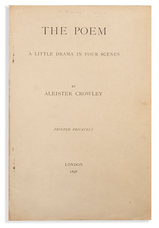 First edition of The Poem by Aleister Crowley, one of only 10 copies.