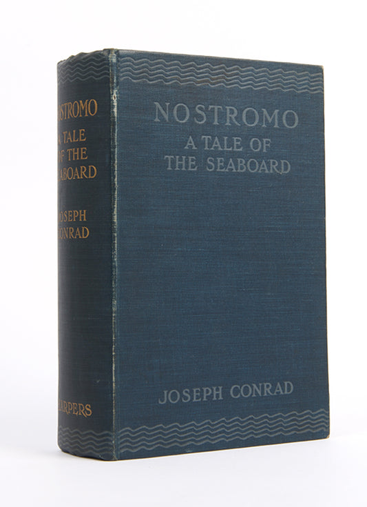 The first edition of Joseph Conrad's novel Nostromo, the first printing with p.187 mispaginated 871.