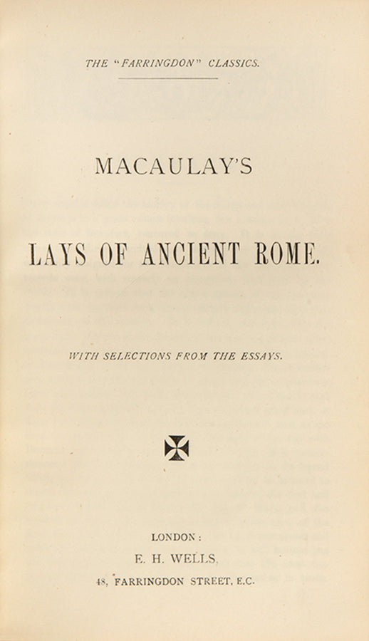 A lovely copy of Macaulay's Lays of Ancient Rome, in a blue morocco prize-binding for Linton House school.