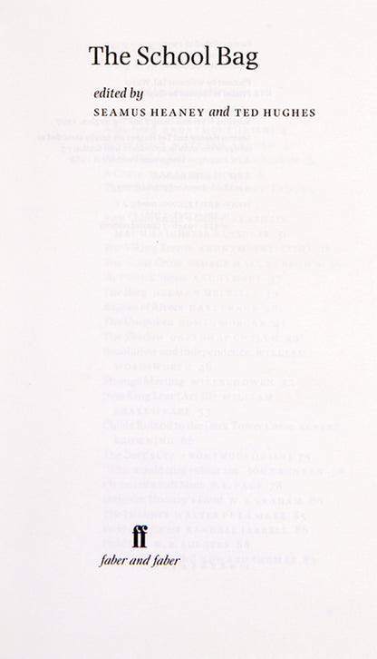 First edition of The School Bag by Seamus Heaney and Ted Hughes, inscribed by Hughes.