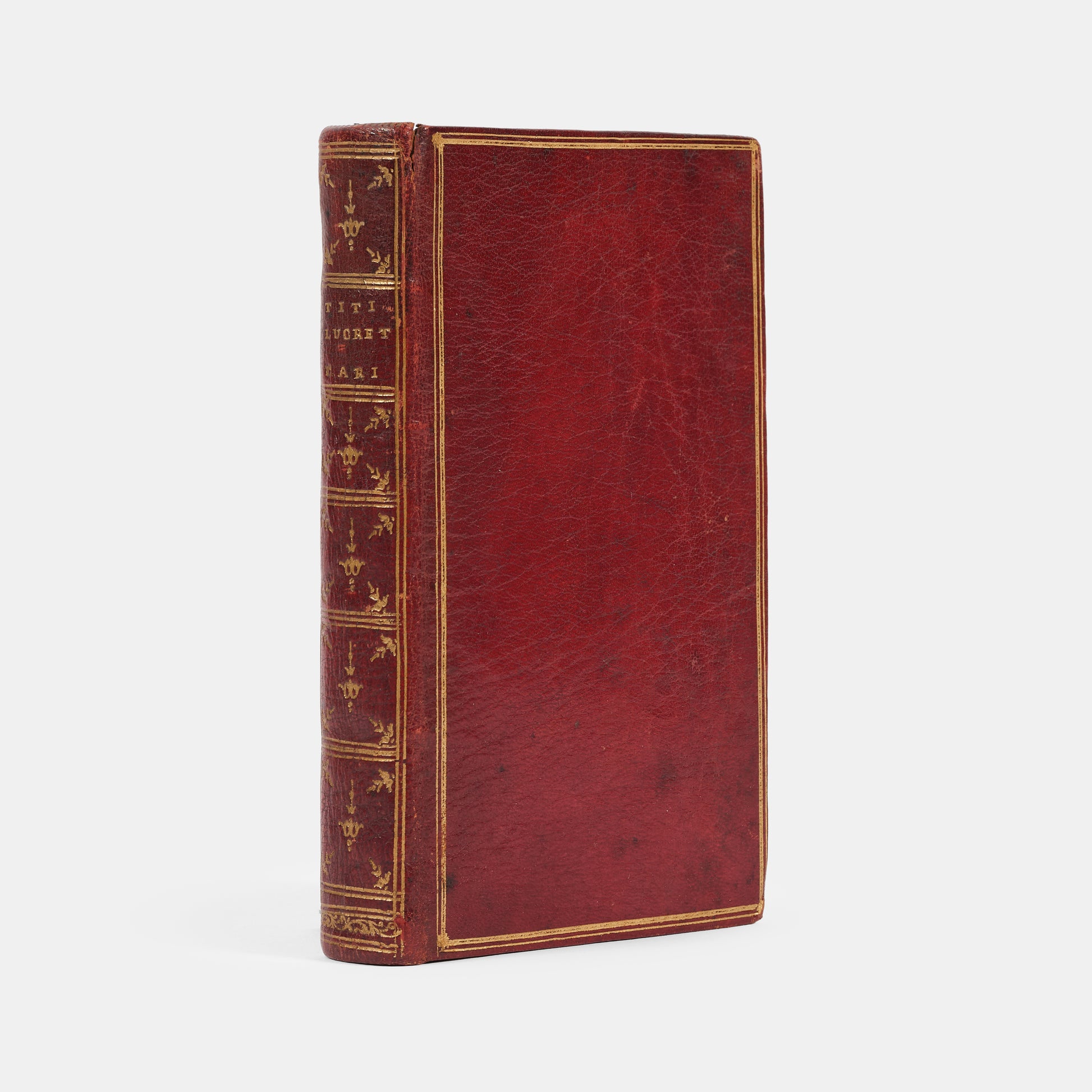 A lovely eighteenth-century French edition of Roman philosopher Lucretius's On the Nature of Things, De Rerum Natura Libri Sex, in red morocco.