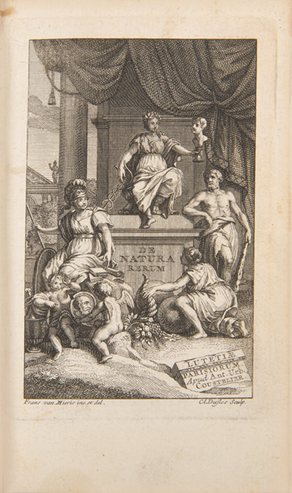 A lovely eighteenth-century French edition of Roman philosopher Lucretius's On the Nature of Things, De Rerum Natura Libri Sex, in red morocco.