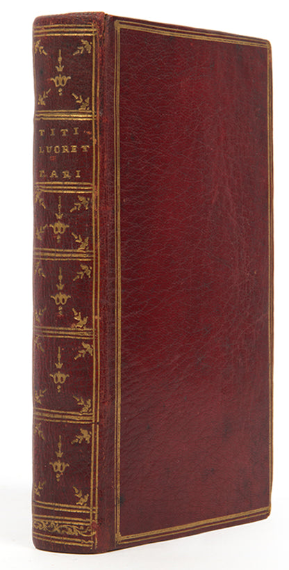 A lovely eighteenth-century French edition of Roman philosopher Lucretius's On the Nature of Things, De Rerum Natura Libri Sex, in red morocco.