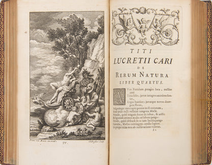 A lovely eighteenth-century French edition of Roman philosopher Lucretius's On the Nature of Things, De Rerum Natura Libri Sex, in red morocco.