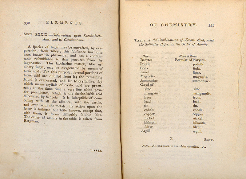 Third English language edition of Antoine Lavoisier's Traité Élémentaire de Chemie (Elements of Chemistry), Dr. Oliver Sack's copy, with his octopus bookplate.