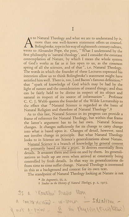 First edition of Man on His Nature by Charles Sherrington, neurologist Oliver Sacks's copy, with his notes and bookplate.