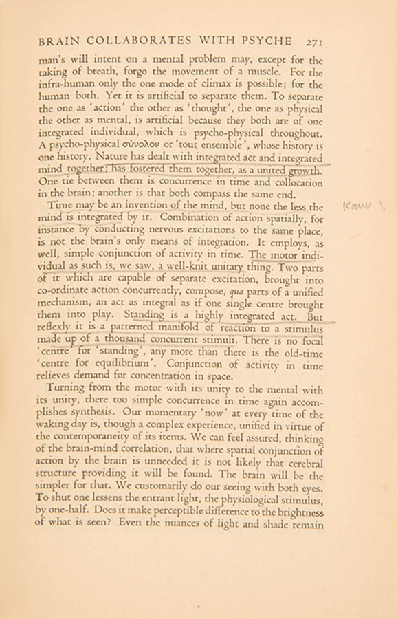 First edition of Man on His Nature by Charles Sherrington, neurologist Oliver Sacks's copy, with his notes and bookplate.