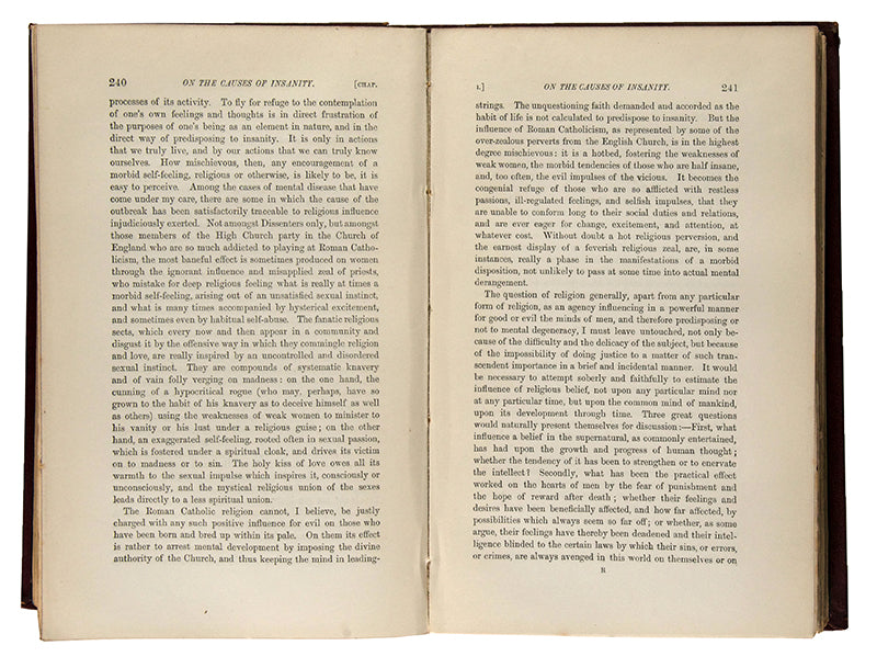 Second edition of the important Victorian psychiatric book The Physiology and Pathology of Mind by Henry Maudlsey, Oliver Sacks's copy with his octopus bookplate.