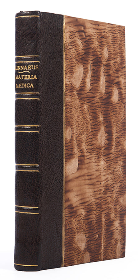 First edition of Carl Linnaeus's Materia Medica, a rare work on medicinal plants using Linnean taxonomy, published in 1749. With the attractive frontispiece and folding plate.
