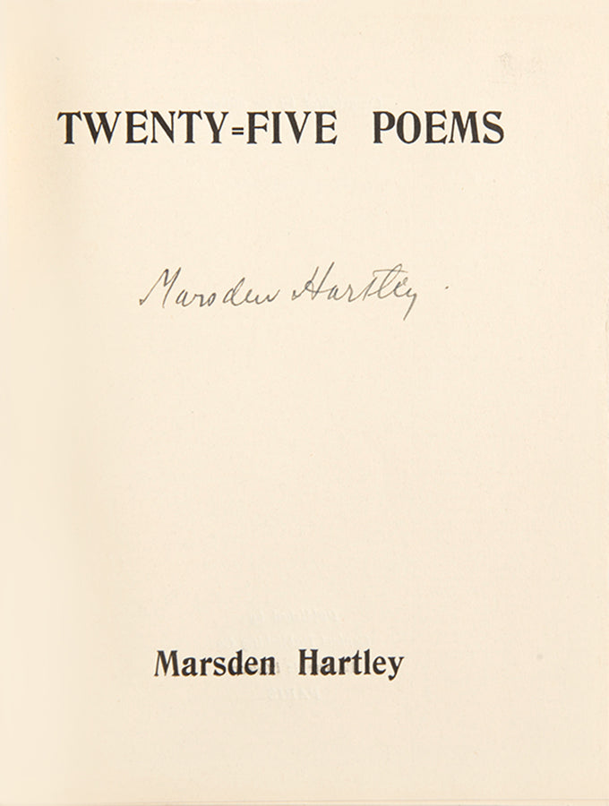 First edition of Twenty-Five Poems by Marsden Hartley, signed by the author.