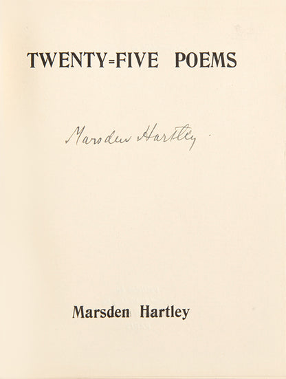 First edition of Twenty-Five Poems by Marsden Hartley, signed by the author.