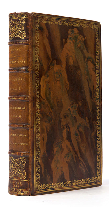 A charming set of Shakespeare's plays in full contemporary marbled calf, with both Johnson's and Pope's prefaces, and Malone's Historical Account of the English Stage.