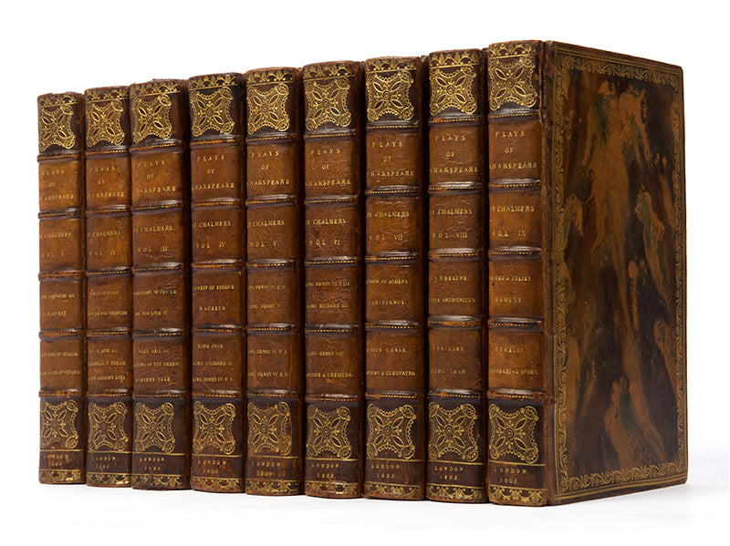 A charming set of Shakespeare's plays in full contemporary marbled calf, with both Johnson's and Pope's prefaces, and Malone's Historical Account of the English Stage.