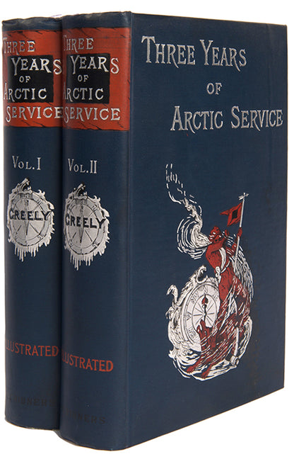 First edition of Greely's Three Years of Arctic Service. This United States expedition during the First International Polar Year explored the north coast of Greenland, the interior and west coast of Grinnell Land, and extended the mapping of Hayes Sound.