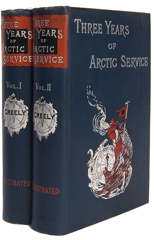First edition of Greely's Three Years of Arctic Service. This United States expedition during the First International Polar Year explored the north coast of Greenland, the interior and west coast of Grinnell Land, and extended the mapping of Hayes Sound. 