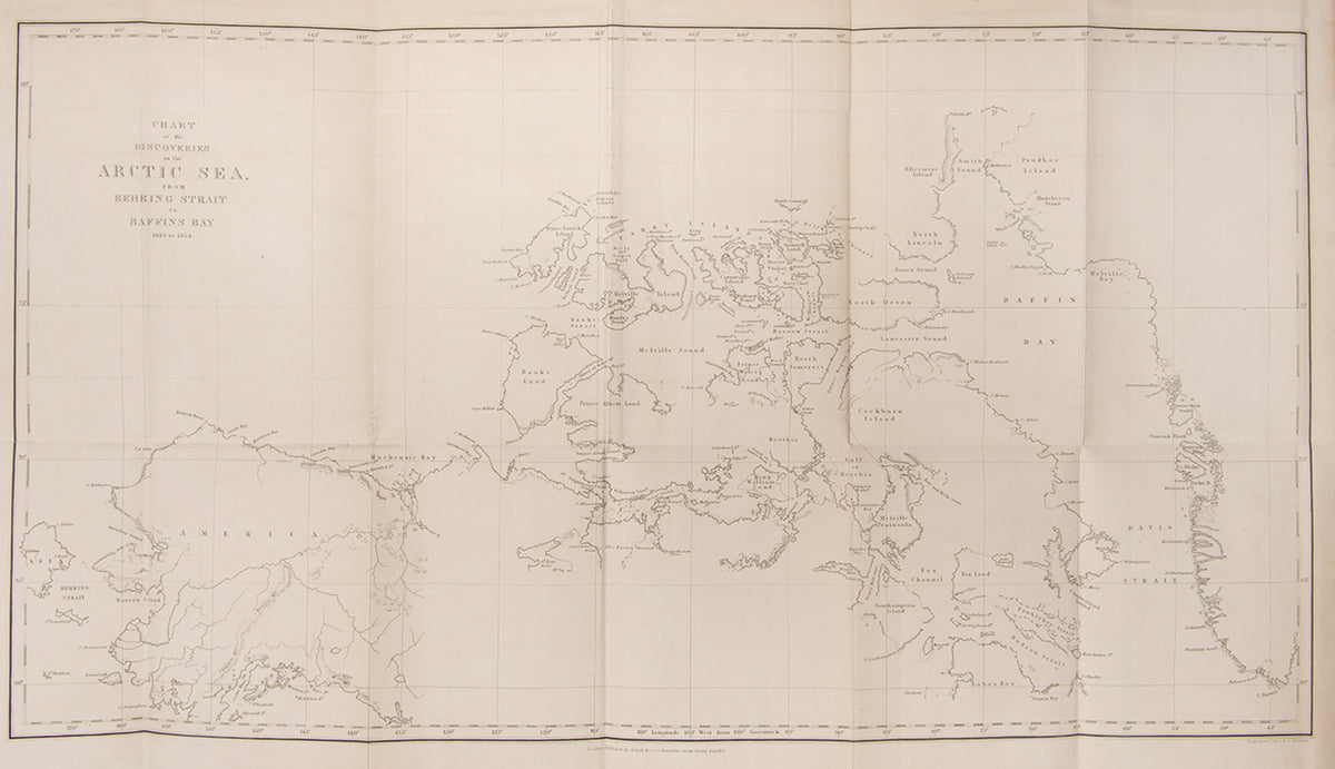 First edition of Edward Belcher's The Last of the Arctic Voyages. Belcher's voyage was the last officially sent in search of Sir John Franklin, who disappeared during an Arctic expedition in 1845.