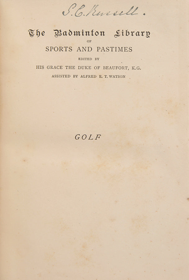 Horace Hutchinson's classic history and guide to the game of golf, published as part of The Badminton Library series of sporting title