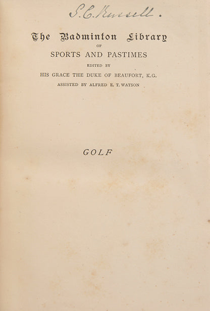 Horace Hutchinson's classic history and guide to the game of golf, published as part of The Badminton Library series of sporting title