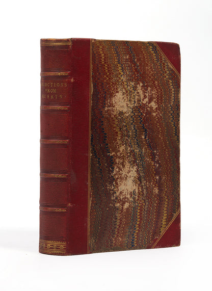 Selections from the writings of John Ruskin, later printing, quarter bound in red leather, over marbled boards, with gilt lettering to spine