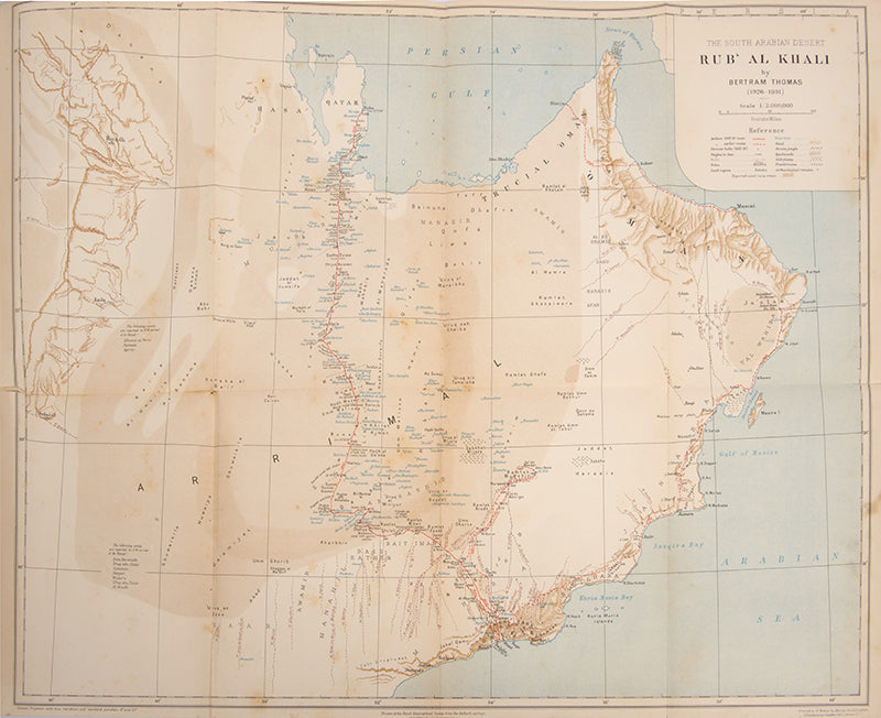 First edition of Bertram Thomas's Arabia Felix, the first recorded account of the crossing of the Rub al Khali in Saudi Arabia.