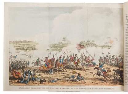 A handsome set of Ireland's Life of Napoleon, illsutrated with 26 aquatints by George Cruikshank, and bound in red morocco by Bayntun Riviere.