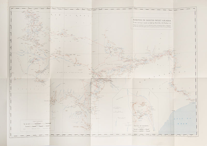 First edition of Harry St. John Philby's Sheba's Daughters, his account of his journey from the King Ibn Saud's camp on the Mecca to Riyadh Road to the Indian Ocean.