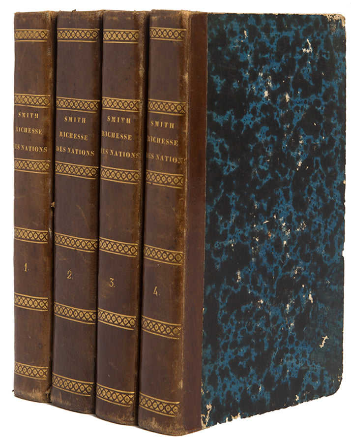 A handsome set of Adam Smith's Wealth of Nations in French, the first edition printed by Laran