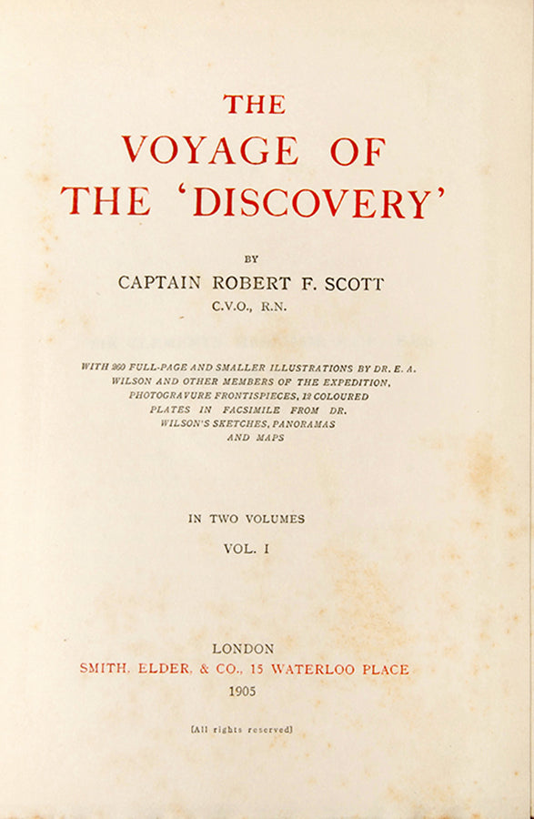 First edition of Scott's The Voyage of the Discovery, one of the iconic publications of polar exploration.