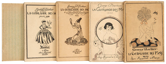 A fine, complete set of La Guirlande des Mois by George Barbier which, although published in a small format due to wartime austerity, is nevertheless extremely luxurious