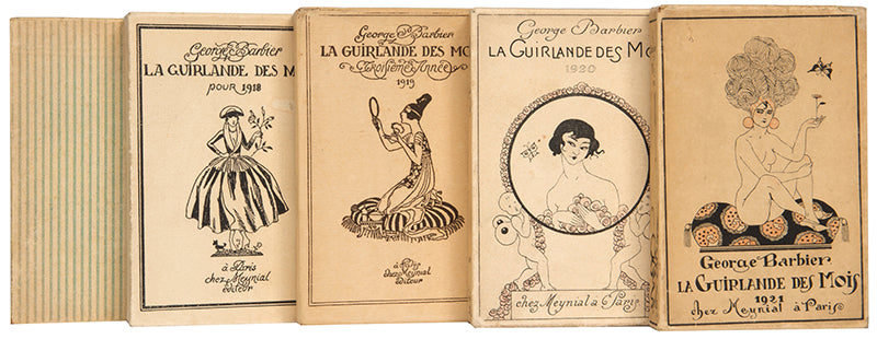 A fine, complete set of La Guirlande des Mois by George Barbier which, although published in a small format due to wartime austerity, is nevertheless extremely luxurious