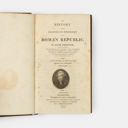 A smart five volume set of Adam Ferguson's History of the Progress and Termination of the Roman Republic, illustrated with 6 folding engraved maps