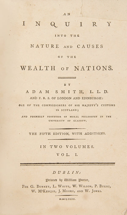 A handsome, two-volume edition of Adam Smith's abiding classics, An Inquiry into the nature and Causes of the Wealth of Nations
