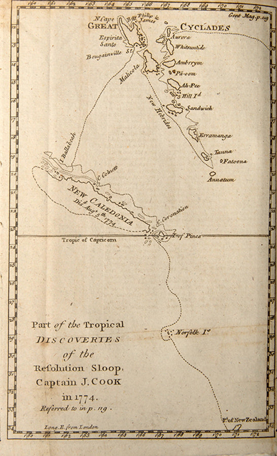 First edition of John Marra's Journal of the Resolution's Voyage, the first published account of Cook's second voyage and the first printed account of the first crossing of the Antarctic Circle, with the rare extra map. 