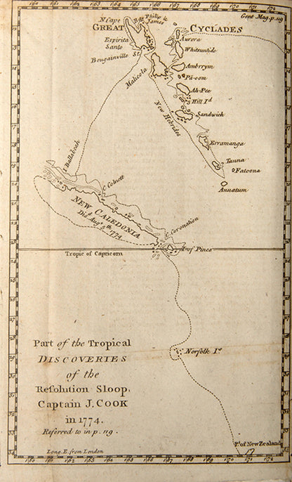 First edition of John Marra's Journal of the Resolution's Voyage, the first published account of Cook's second voyage and the first printed account of the first crossing of the Antarctic Circle, with the rare extra map. 