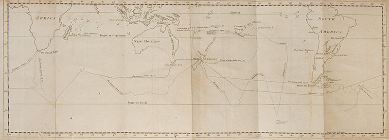 First edition of John Marra's Journal of the Resolution's Voyage, the first published account of Cook's second voyage and the first printed account of the first crossing of the Antarctic Circle, with the rare extra map. 