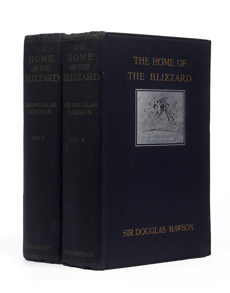 First edition of Mawson's The Home of the Blizzard, a classic account of the heroic age with beatiful colour paintings and superb maps.