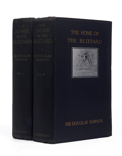 First edition of Mawson's The Home of the Blizzard, a classic account of the heroic age with beatiful colour paintings and superb maps.