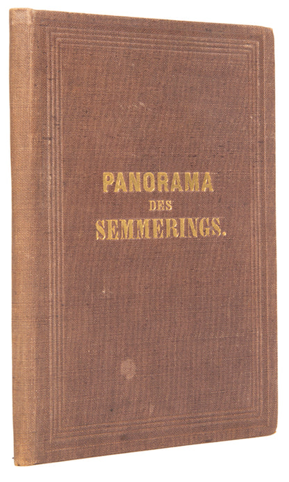 Second edition of this lithographed folding panorama of the the newly built railway and its viaducts through the Austrian town of Semmerling.