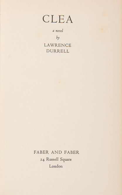 The Alexandria Quartet, Justine, Balthazar, Mountolive and Clea, all first editions except Justine which is a first edition with a later impression dust jacket