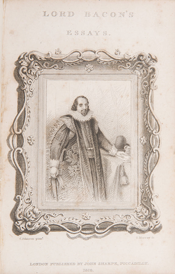 A sweet example of the collected esays of Francis Bacon and Lord Clarendon, in contempoorary blind-tooled calf by Feaston