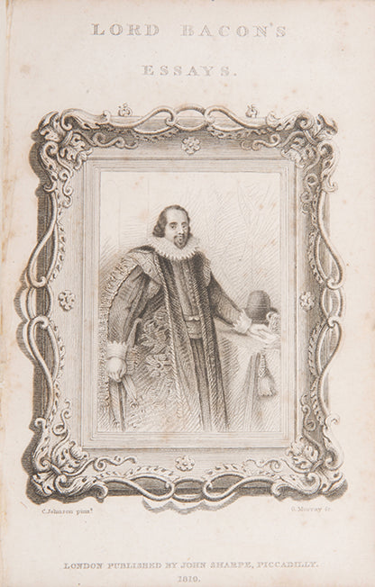A sweet example of the collected esays of Francis Bacon and Lord Clarendon, in contempoorary blind-tooled calf by Feaston
