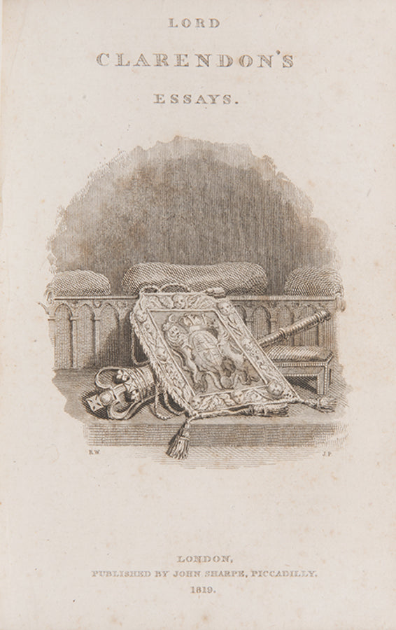 A sweet example of the collected esays of Francis Bacon and Lord Clarendon, in contempoorary blind-tooled calf by Feaston