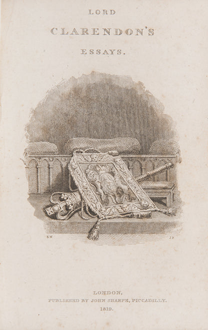 A sweet example of the collected esays of Francis Bacon and Lord Clarendon, in contempoorary blind-tooled calf by Feaston