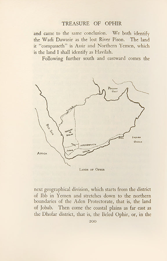 First edition of C.E.V. Craufurd's Treasure of Ophir, an entertaining account of the author's realisation of his childhood dream to search for the Biblical Lost City of Ophir in the Arabian Peninsula.