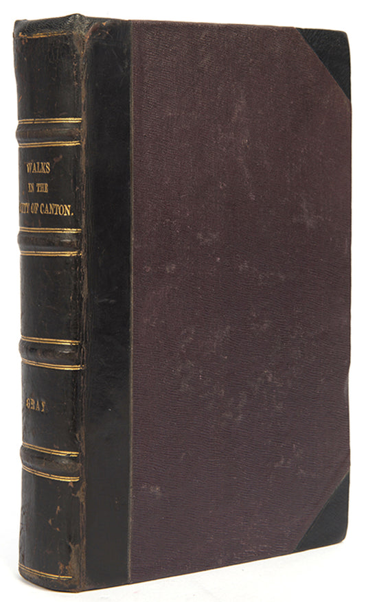 First edition of John Henry Gray's scarce guidebook Walks in the City of Canton. The work is structured into seven distinct walks around the city, with extensive detail and history on the sights and landmarks encountered on each route.