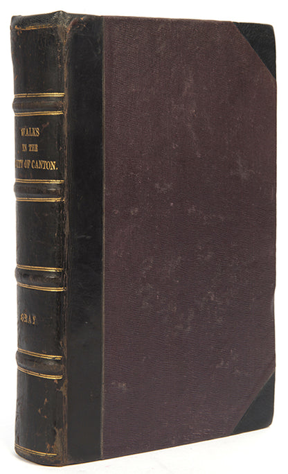 First edition of John Henry Gray's scarce guidebook Walks in the City of Canton. The work is structured into seven distinct walks around the city, with extensive detail and history on the sights and landmarks encountered on each route.